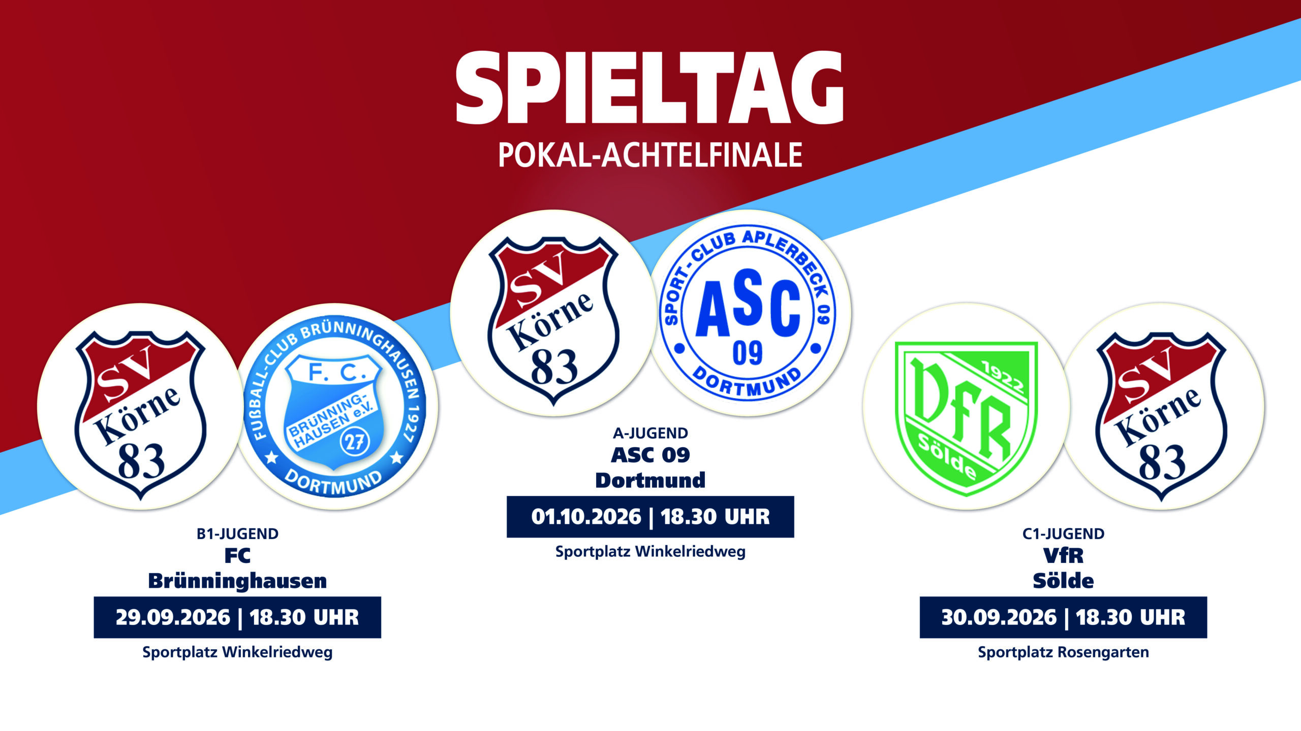 Pokal-Achtelfinale für unsere Jugendteams