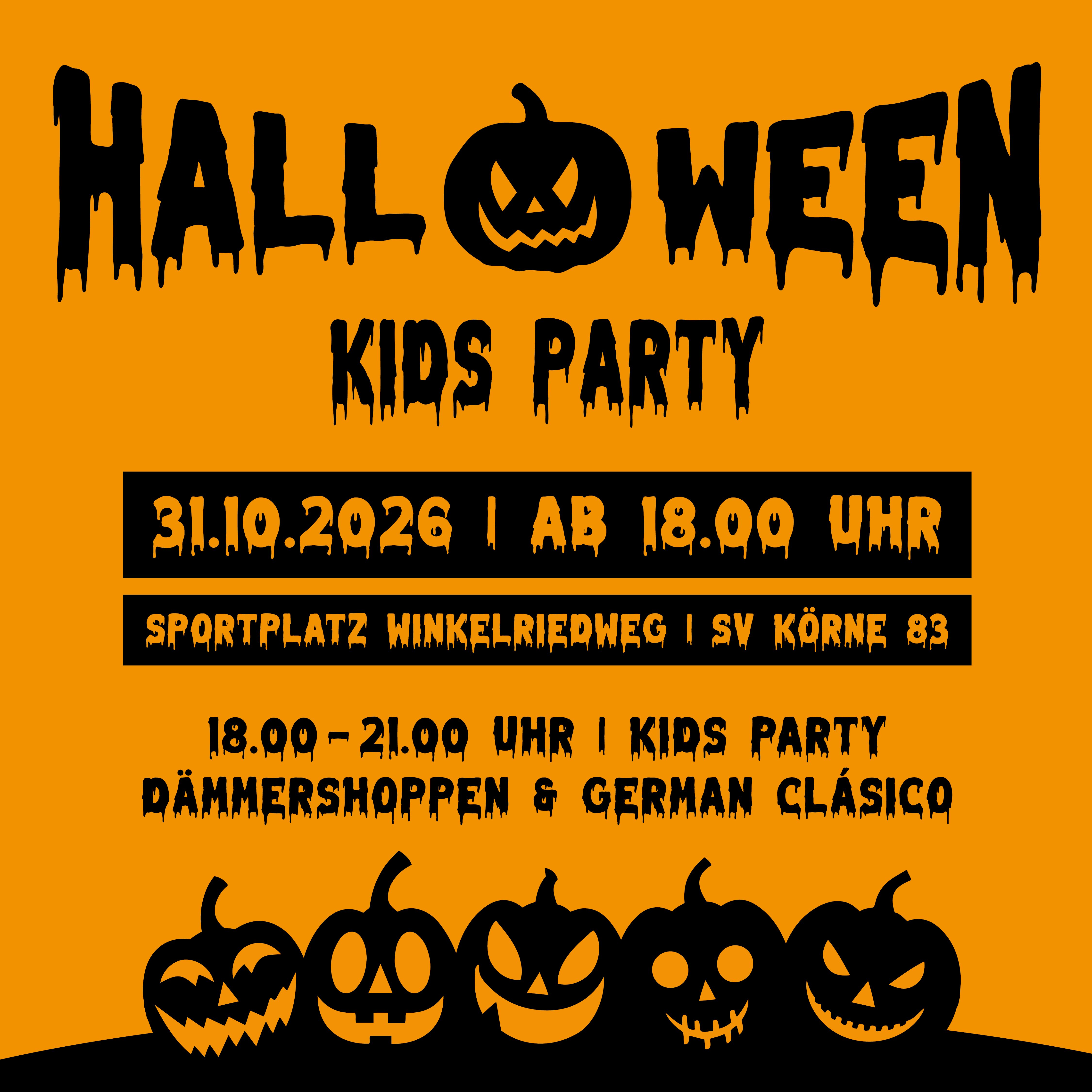 Unsere Halloween Kids Party am Sportplatz ist zurück!